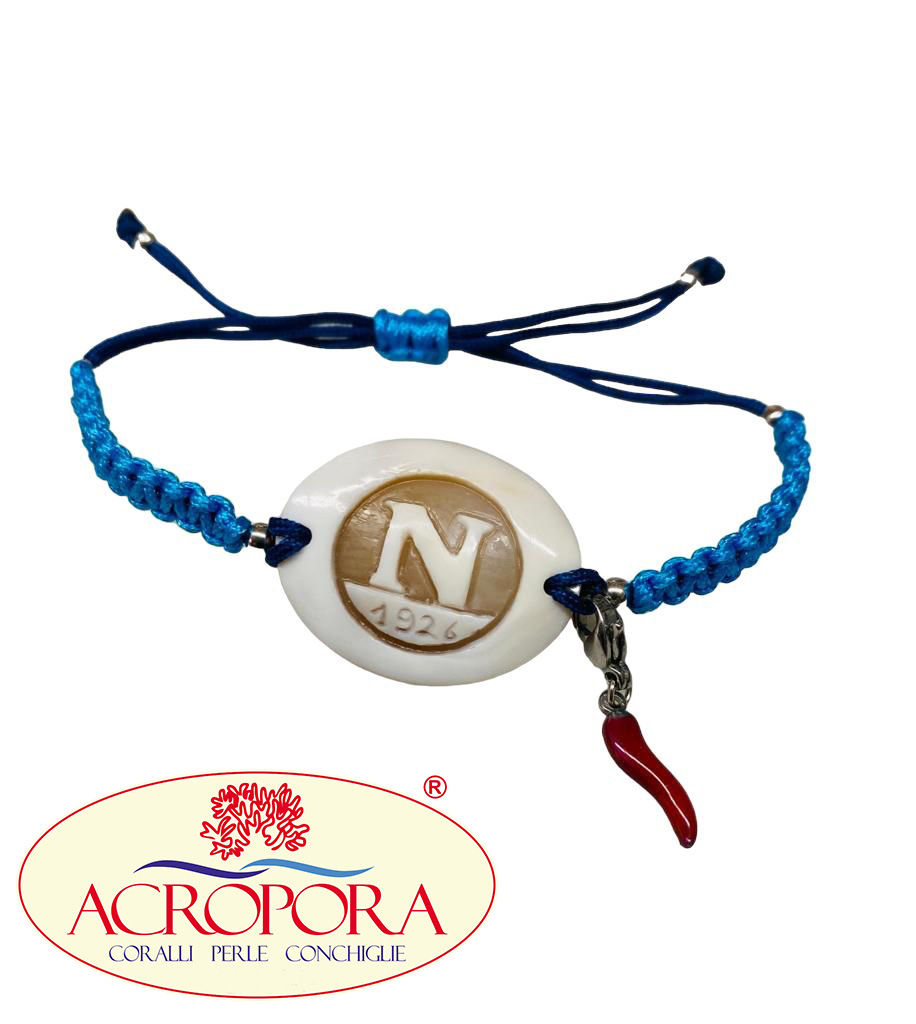 Bracciale squadra Napoli con cammeo inciso a mano